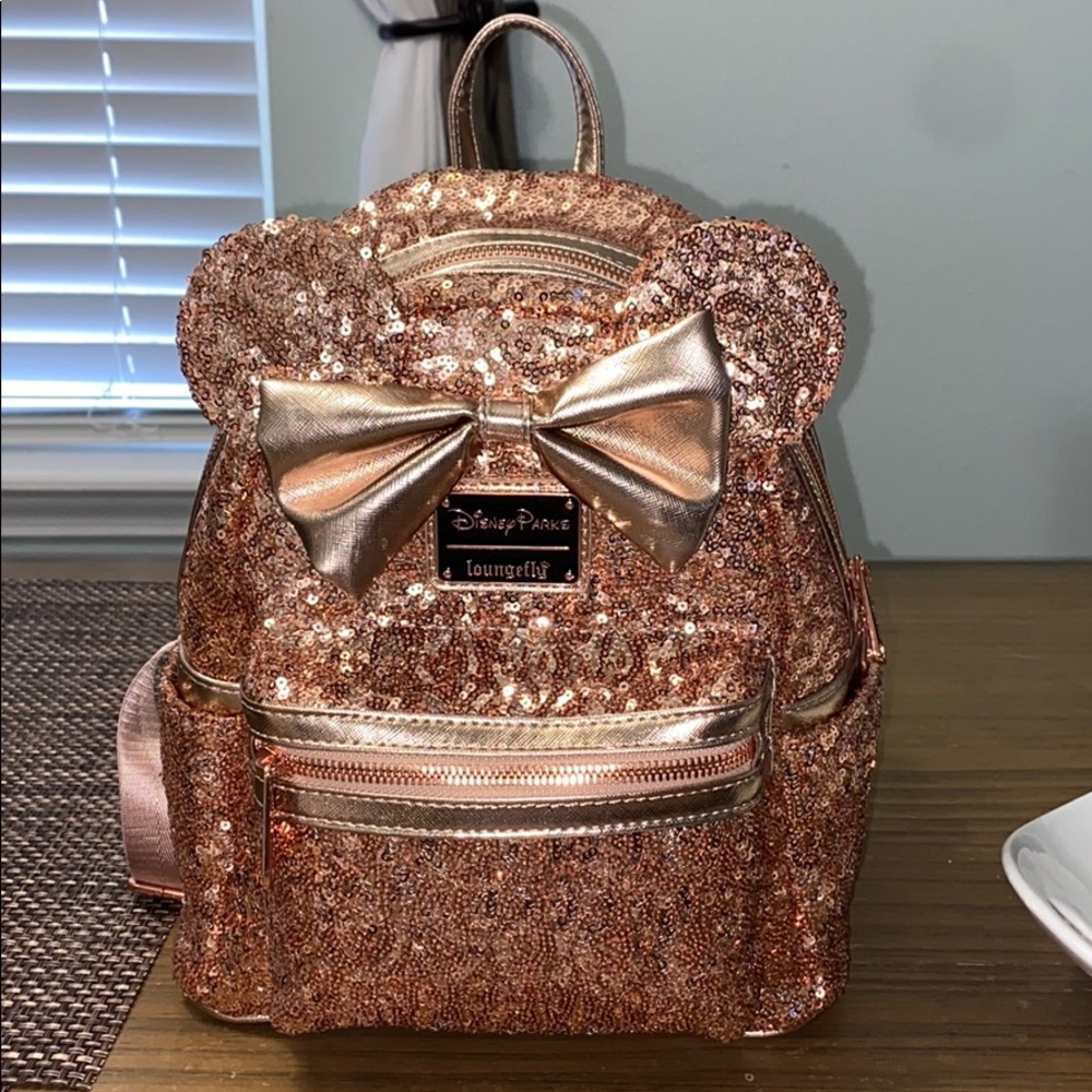 Disney Loungefly sequenced backpack- rose gold